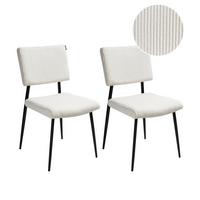 ESSZIMMERSTUHL 2er-Set Cremeweiß Sturgis - Schwarz/Weiß, Textil (47/87/54cm) - Beliani