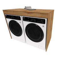 WASCHMASCHINENSCHRANK für Waschmaschine & Wäschetrockner Hellbraun 129/97/61 - Eiche Wotan, Holzwerkstoff (129/97/61cm) - RAUMHIRSCH FURNITURE