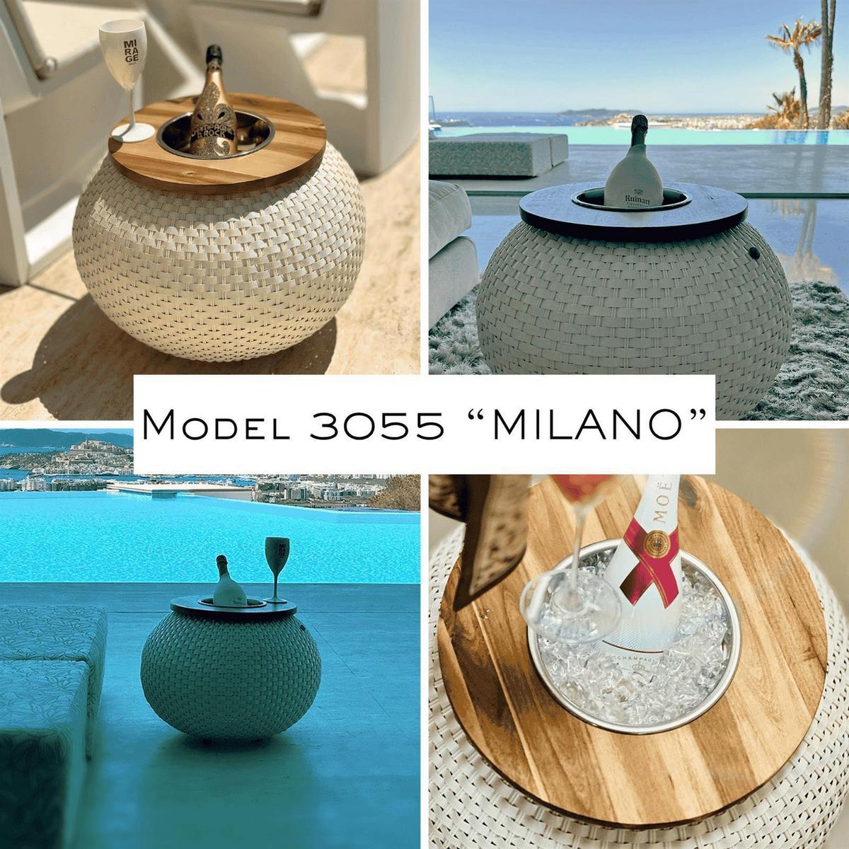 3-IN-1 LOUNGETISCH MIT EDELSTAHL-KÜHLER Milano Champagner 40 cm - Champagner, Kunststoff/Metall (55/55/40cm) - COOTAB Cooler Table