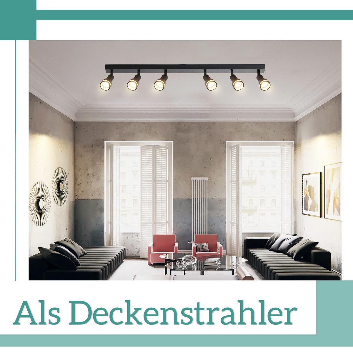 DECKENSTRAHLER Lesage 6-flammig 83/5/15.7cm - Schwarz, Metall (83/5/15.7cm) - Nettlife