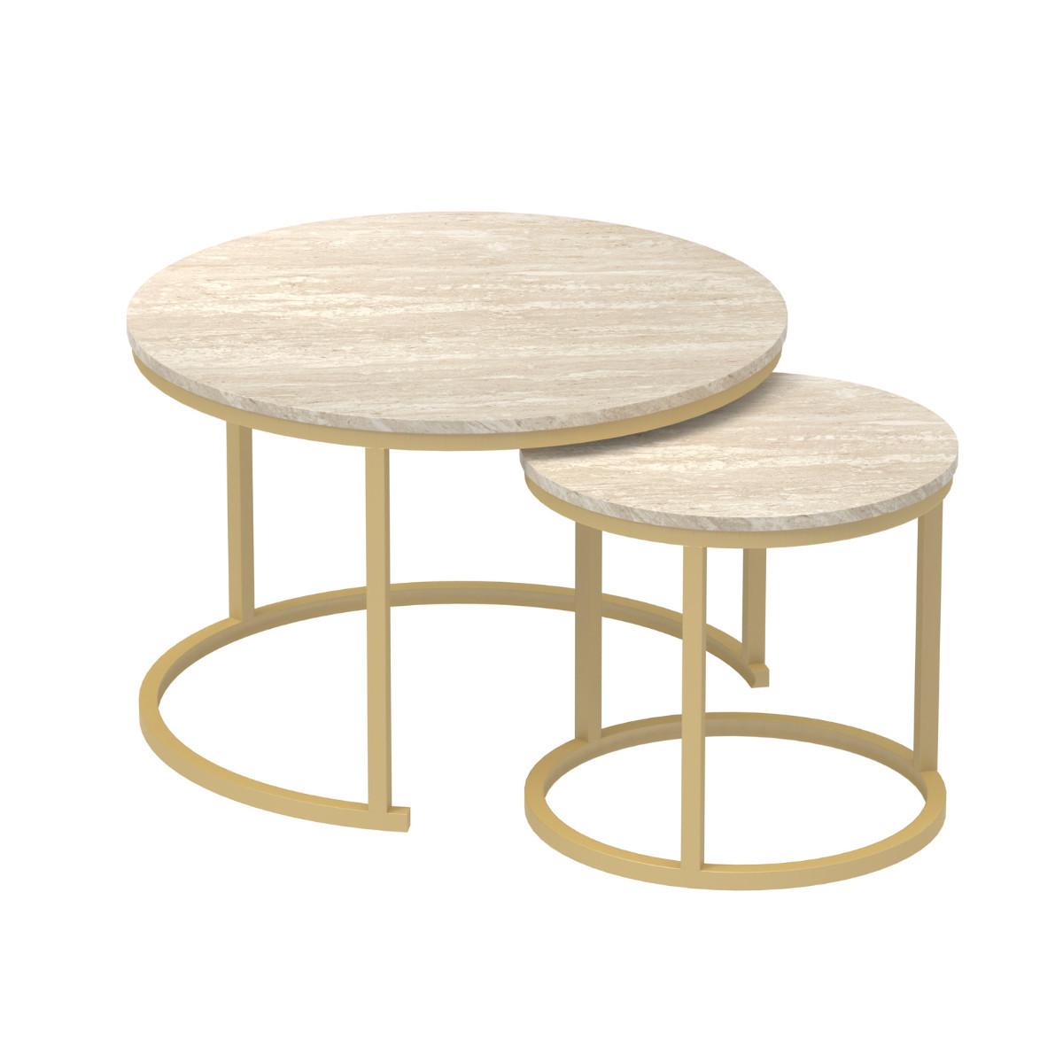 BEISTELLTISCHEN (Set aus 2) 70/70/45,5 cm - Goldfarben, Holzwerkstoff (77.5/70/45.5cm) - Calicosy