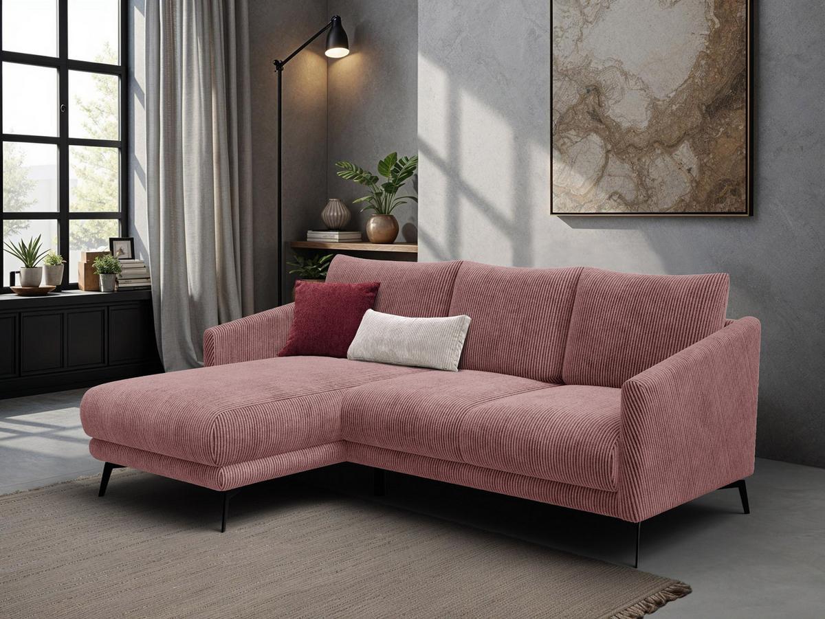ECKSOFA VILT 3-Sitzer, altrosa - Altrosa/Schwarz, Holzwerkstoff/Textil (221/156cm) - Wozimo