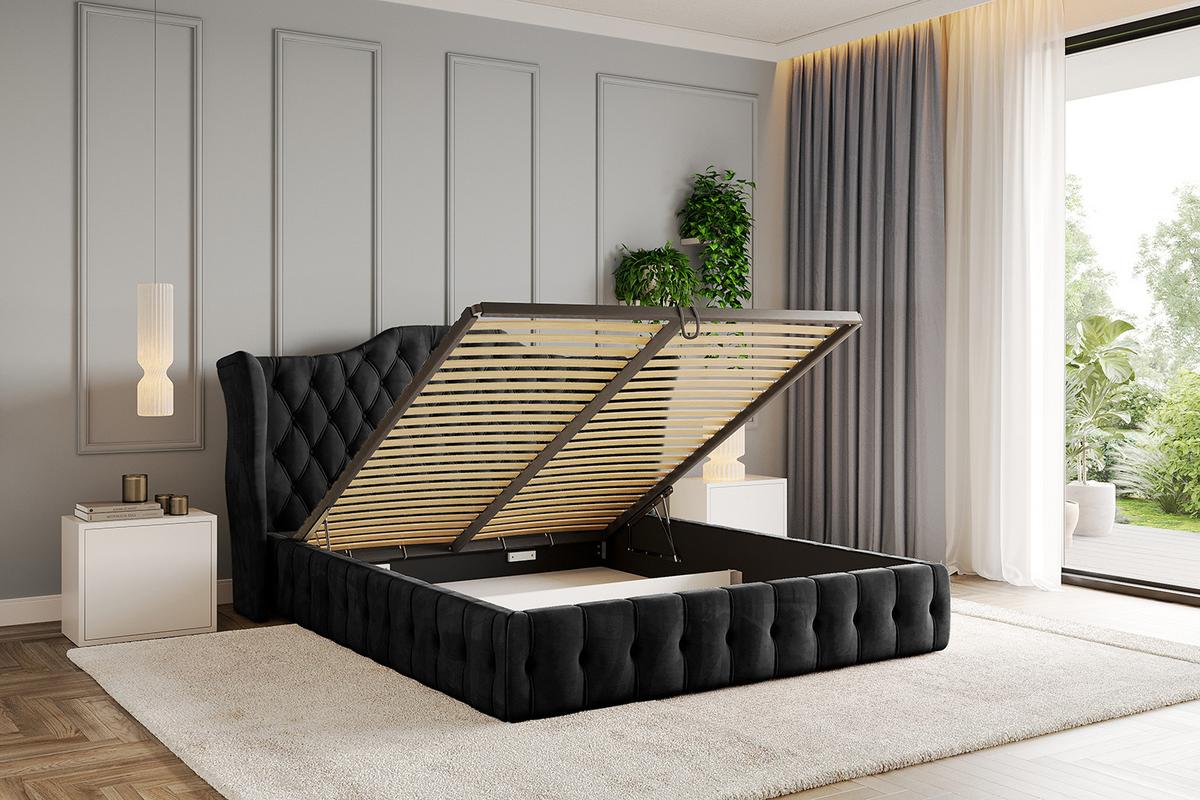 POLSTERBETT mit Bettkasten und Lattenrost, Boxbett ohne Matratze - MODY 120x200 Schwarz - Schwarz, Holzwerkstoff/Textil (120/200cm) - ALTDECOR