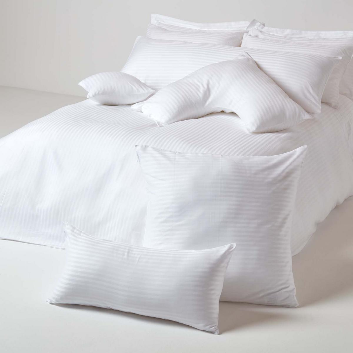 SEITENSCHLÄFERKISSENBEZUG Damast-Streifen, 48/136 cm - Weiß, Textil (50/140cm) - Homescapes