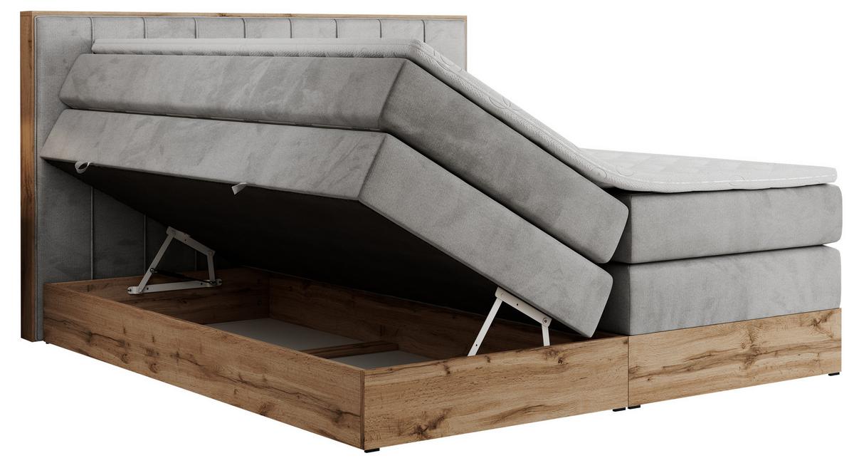BOXSPRINGBETT BELLISSIMO KING 140/200 Hellgrau Velvet - H4 - Hellgrau, Holz/Textil (140/200cm) - MKS