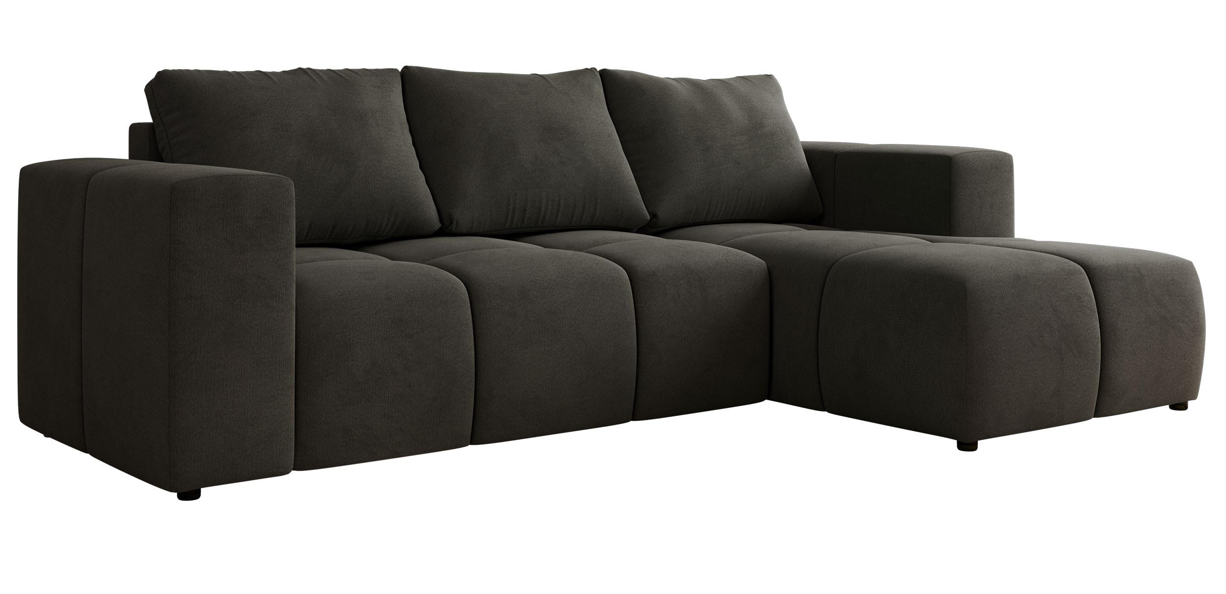 ECKSOFA MONIVA Dunkelgrau Velvet - Rechts - Dunkelgrau/Schwarz, Kunststoff/Textil (266/164cm) - MKS