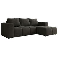 ECKSOFA MONIVA Dunkelgrau Velvet - Rechts - Dunkelgrau/Schwarz, Kunststoff/Textil (266/164cm) - MKS