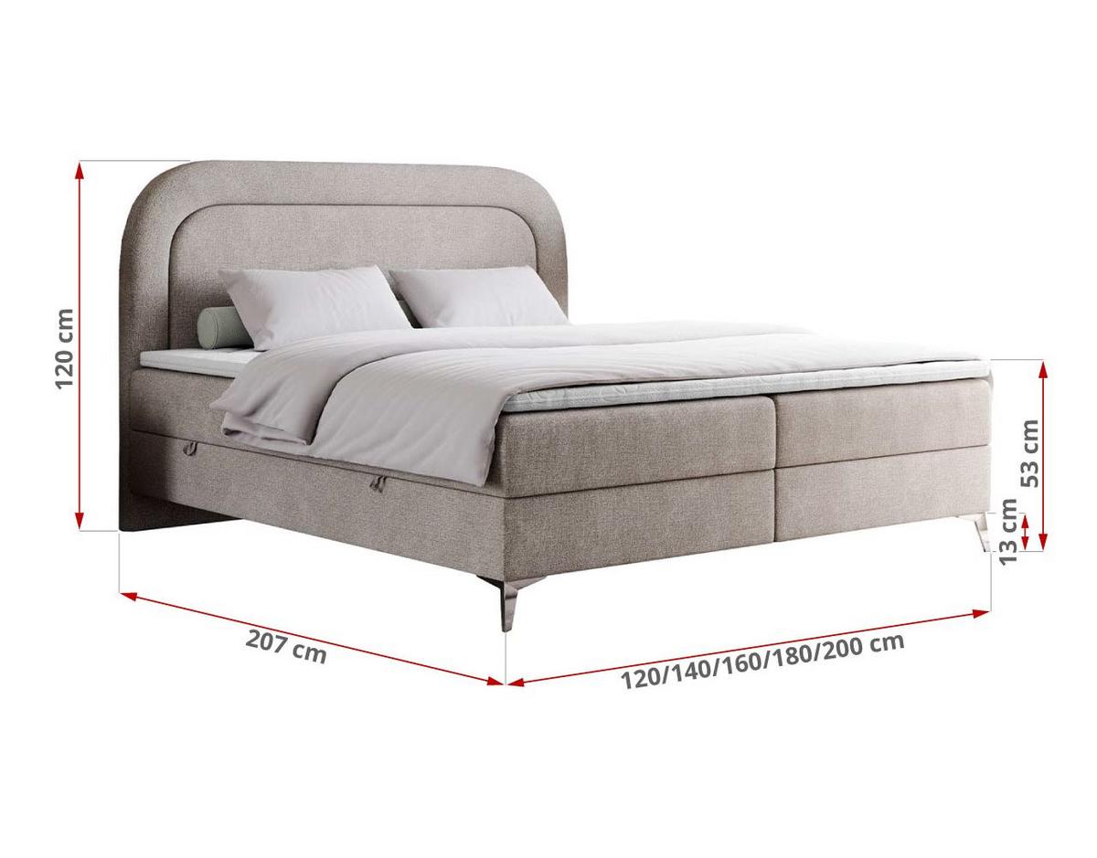 BOXBETT EIRA 120/200 Beige Struktur - H4 - Beige/Silberfarben, Holz/Textil (120/200cm) - MKS