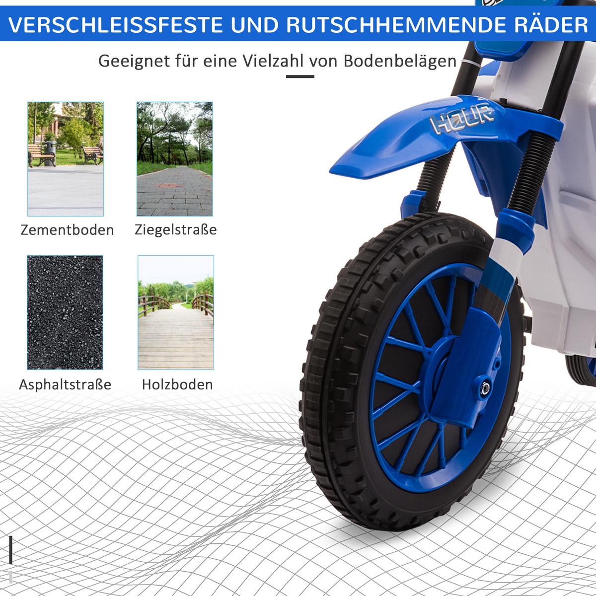 ELEKTROMOTORRAD Kindermotorrad Kinderfahrzeug Elektrofahrzeug Blau+Weiß - Blau, Kunststoff (106.5/51.5/68cm) - HOMCOM