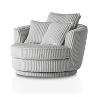 BIG-SESSEL Relaxsessel Mega Cord hell grau Ø 120 cm 360° drehbar, inklusive 3x Kissen - Hellgrau/Grau, Holz/Textil (120/86/120cm) - Furn.Design