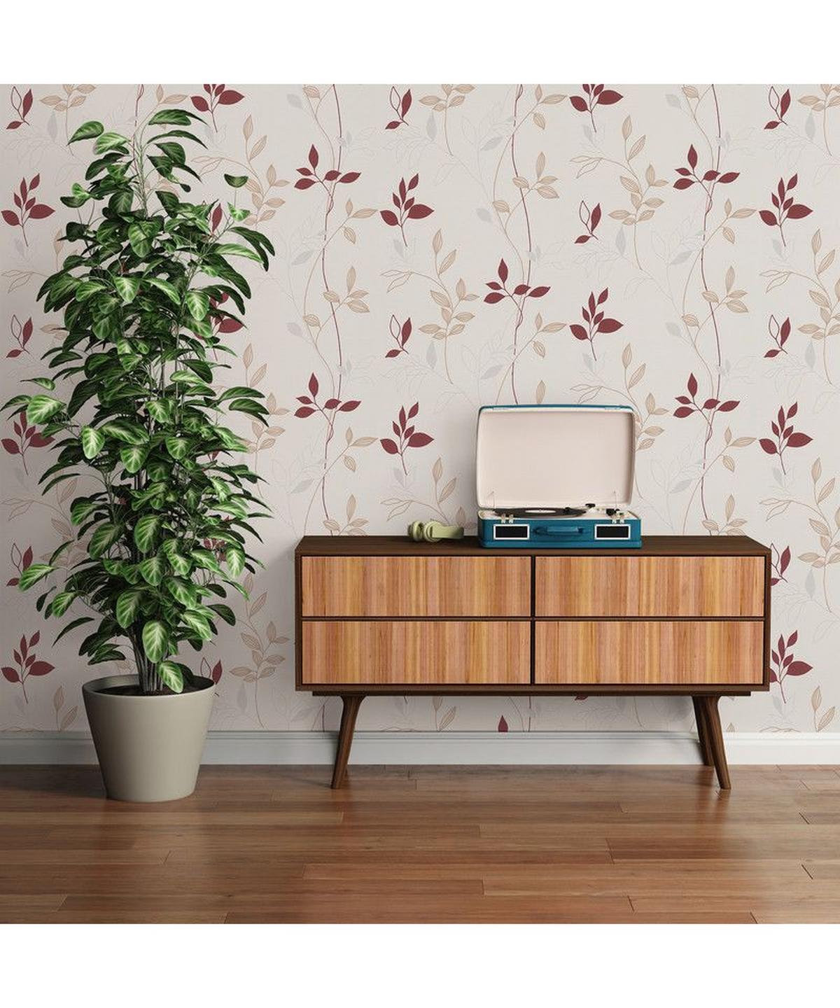VLIESTAPETE Beige 53/1005 cm - Beige/Rot, Textil (53/1cm) - KUNSTLOFT
