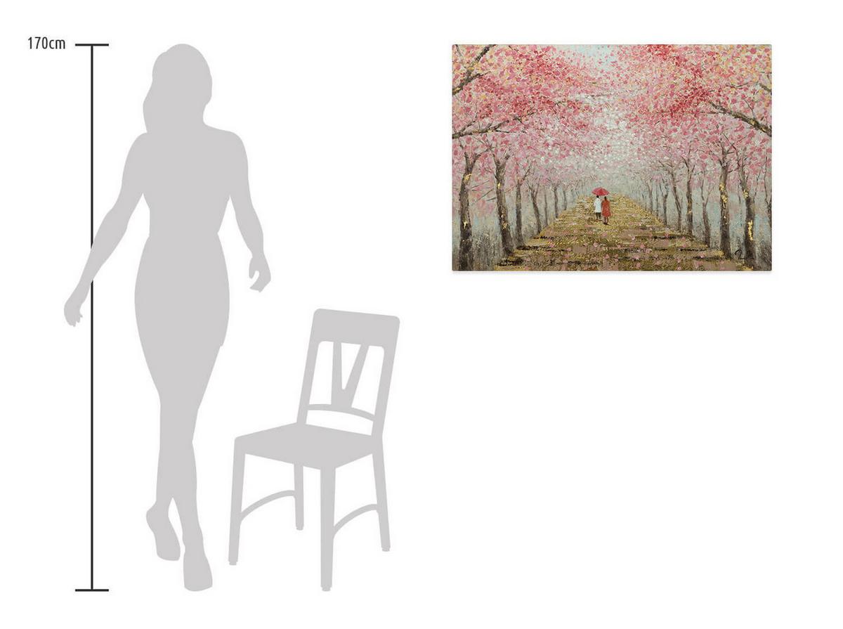 ÖLGEMÄLDE 100/70 cm - Pink/Braun, Holz/Textil (100/70cm) - KUNSTLOFT