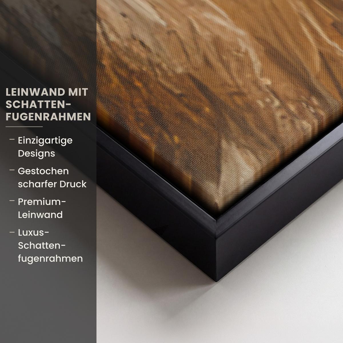 LEINWAND Bilder mit Rahmen - Weihnachtsmann - Rentier - Weihnachten - 100x150 - Rotbraun, Textil (100/150cm) - MuchoWow