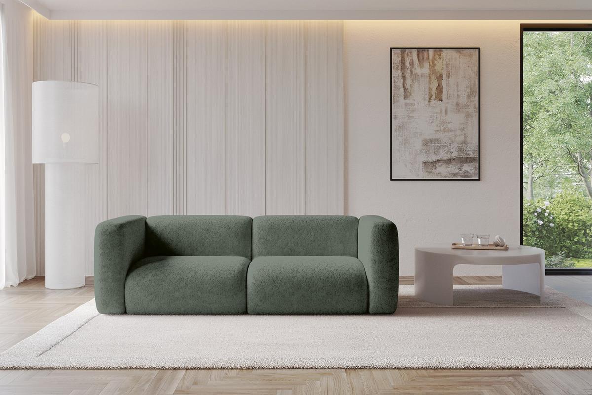 MODULARES Sofa 2-SITZER MIRA-S1 228x89x70 Grün cm Velours - Schwarz/Grün, Holzwerkstoff/Kunststoff (228/70/89cm) - ALTDECOR