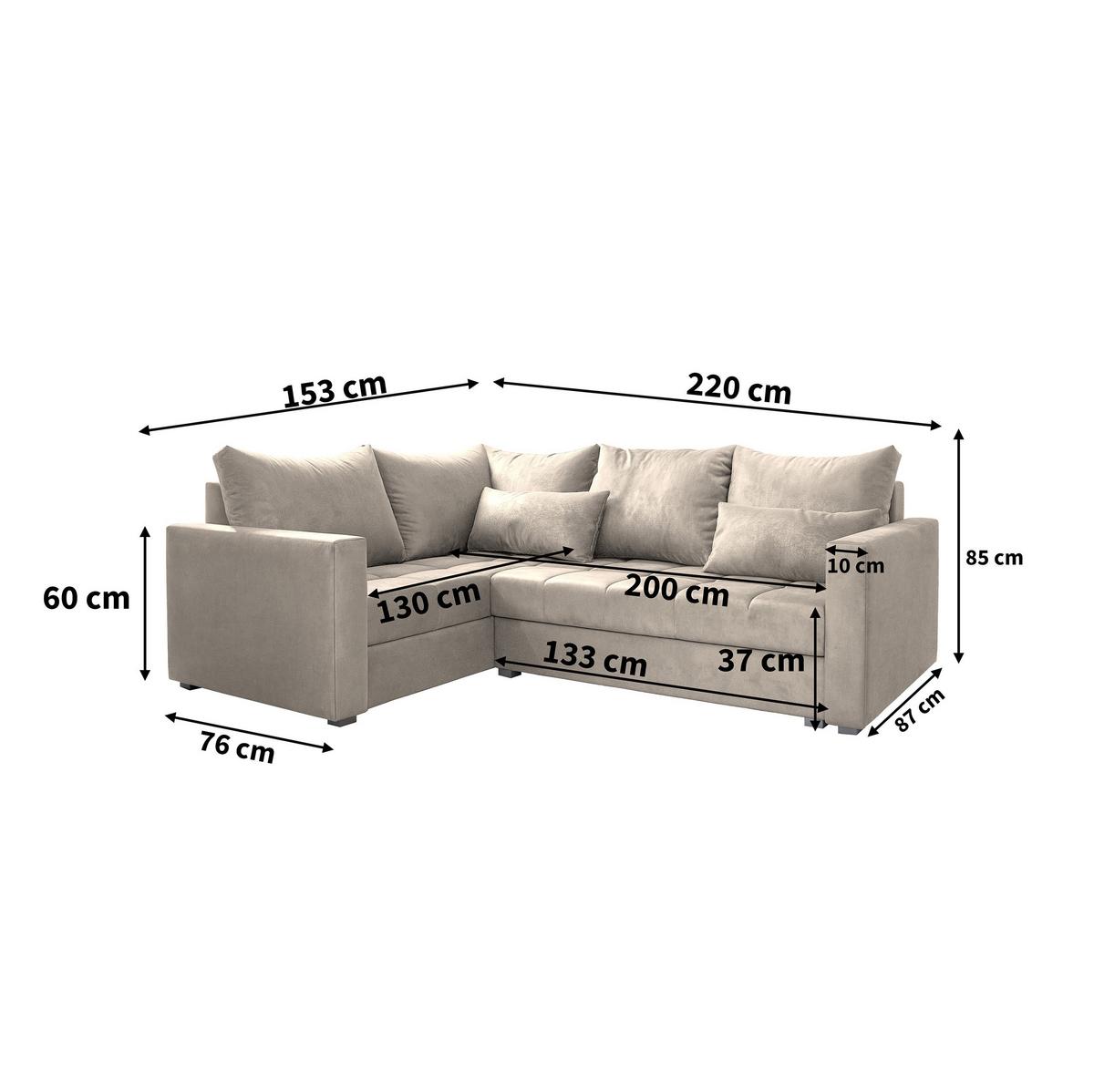 ECKSOFA LIRENO R-S Braun Plüsch-Stoff mit Schlaffunktion - Braun/Grau, Holz/Kunststoff (220/153cm) - MASSENO