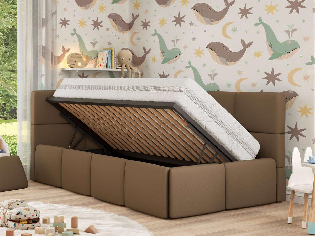POLSTERBETT ARVO ALTA 90/200 - Braun Kunstleder - Ohne Matratze - Links - Braun, Textil (90/200cm) - MKS