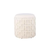SITZHOCKER RHONE, Stoff, mit Textilbezug, mit Stauraum, Creme, Ø 40 x 45 cm - Beige/Creme, Textil (40/45/40cm) - KADIMA DESIGN