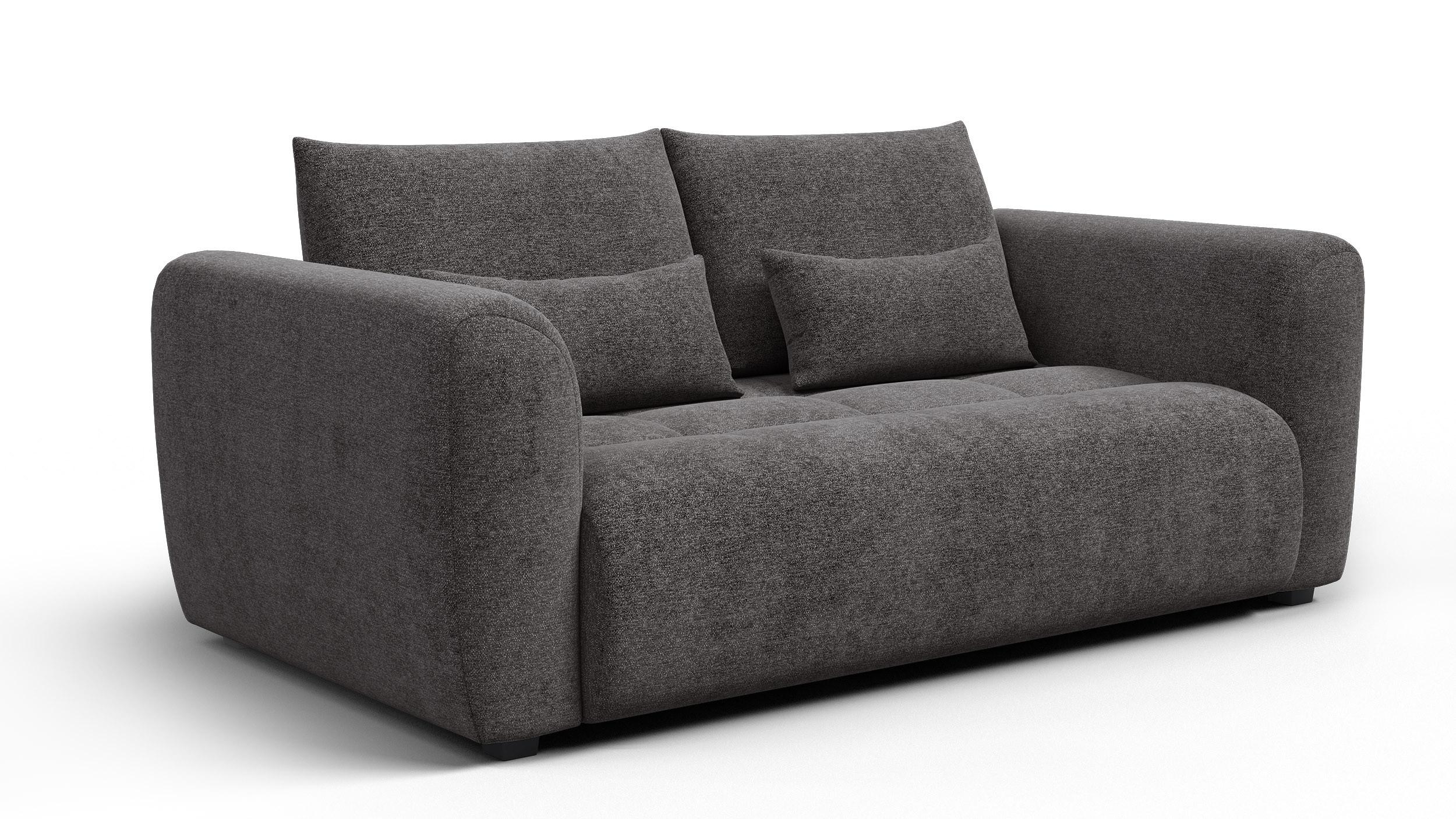 SOFA SORENO 3-Sitzer, dunkelgrau - Dunkelgrau/Schwarz, Holz/Textil (214/94/114cm) - Wozimo
