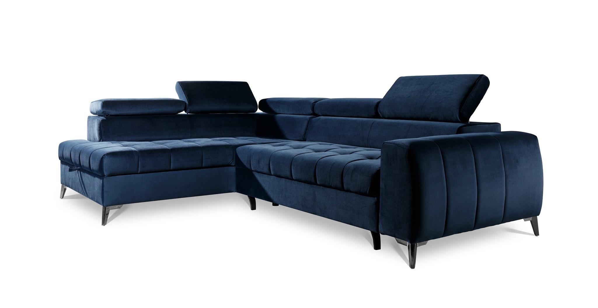 ECKSOFA Schlafsofa Agnesa In Salvador - Dunkelblau, Holzwerkstoff/Textil (275/200cm) - Fun Möbel