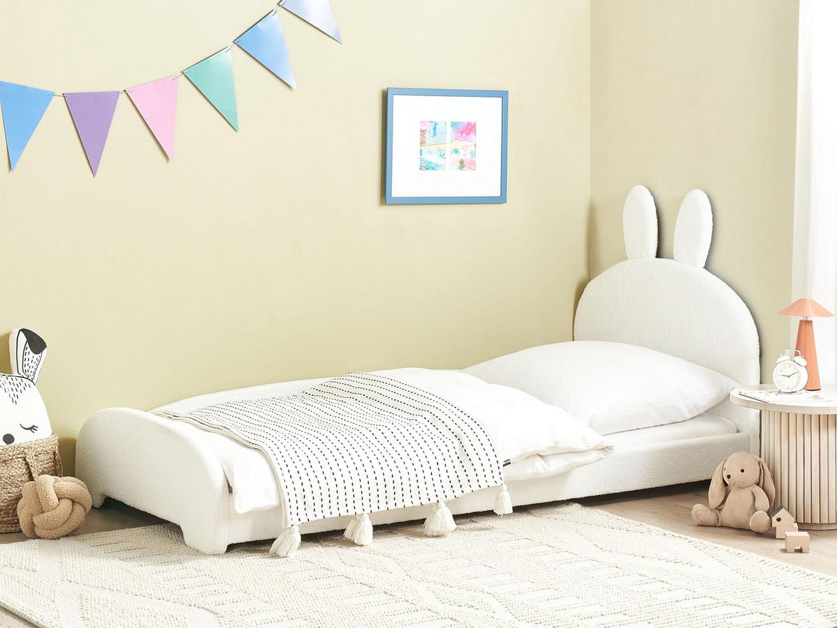 KINDERBETT 90x200 cm Weiß Perros - Creme, Textil (90/200cm) - Beliani