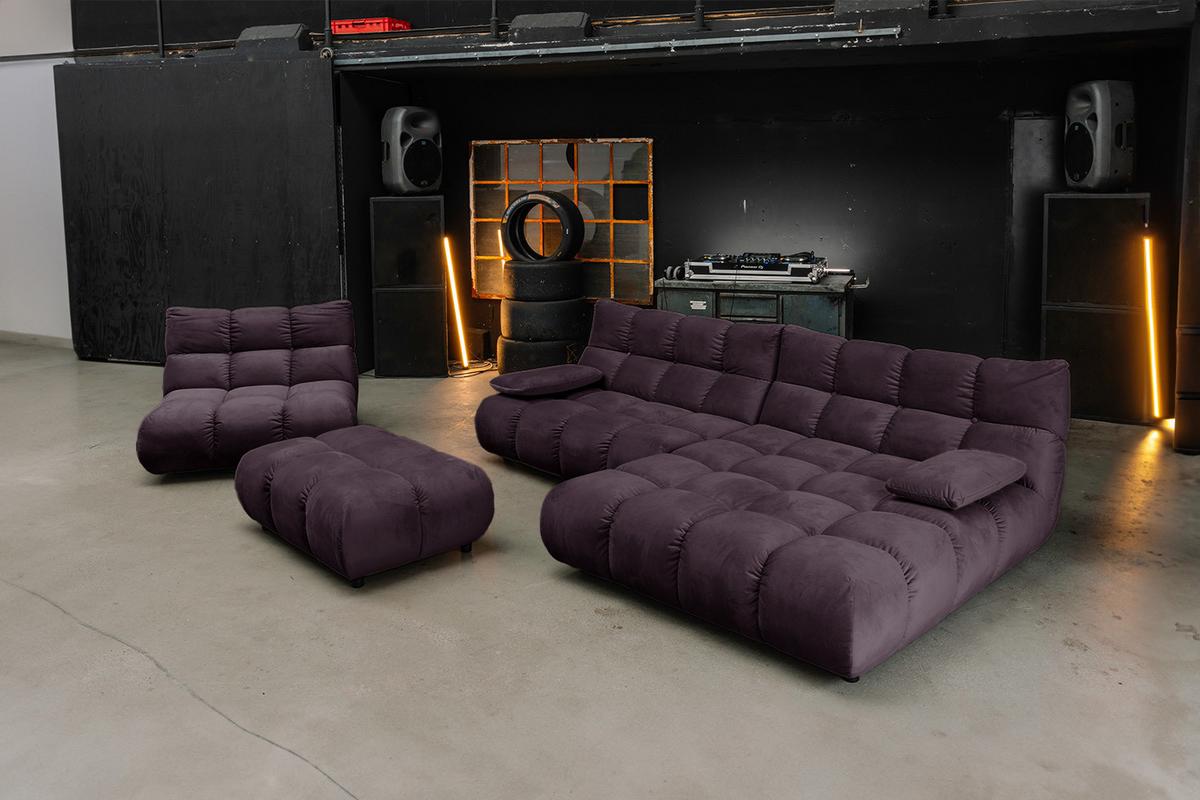 SITZGRUPPE VIVIEN 3ER SET Violett Velvet (1er-Set) - Violett, Kunststoff/Textil (359/85/510cm) - KAWOLA