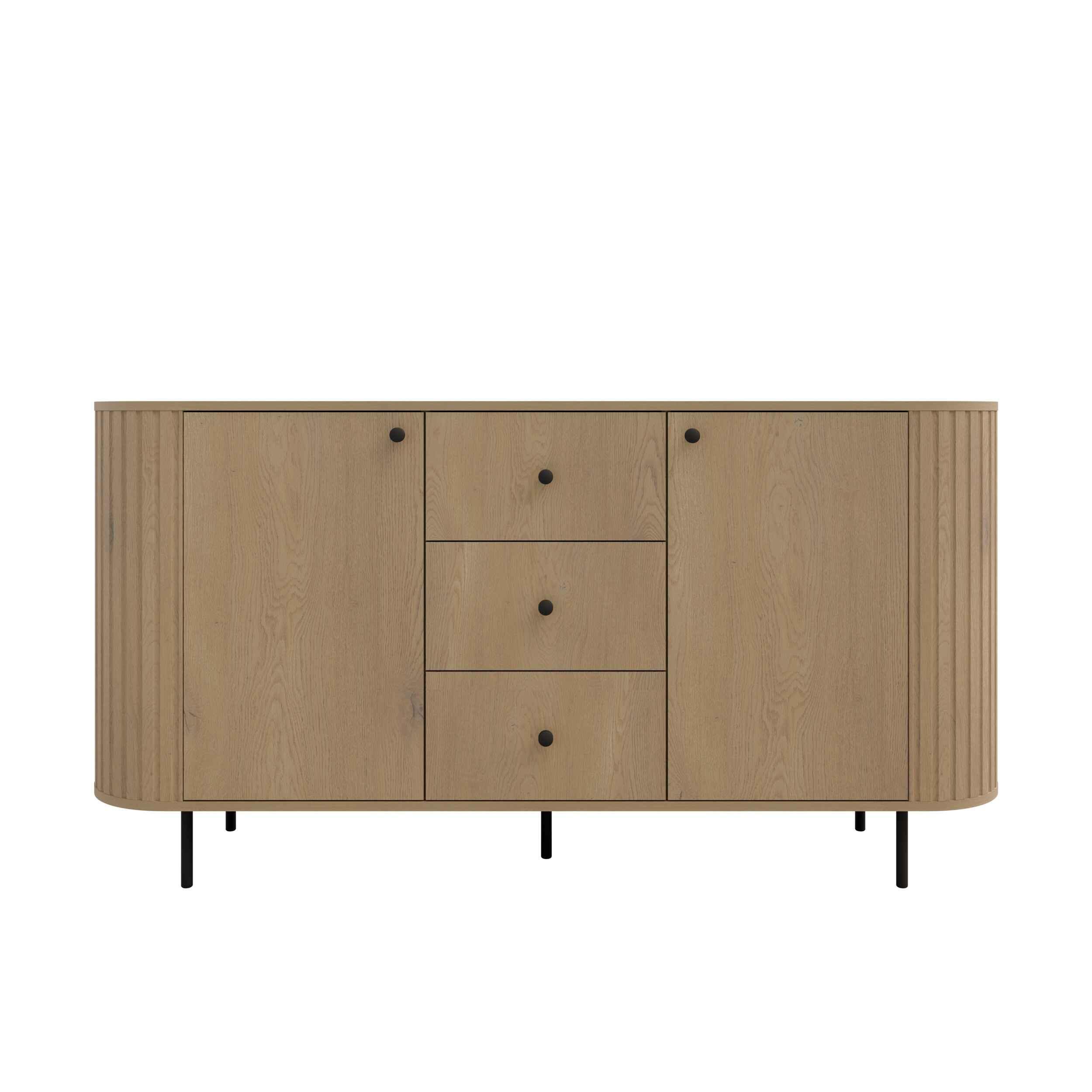 KOMMODE BOLLA 164,4/85,4/42,3cm mit 3 Schubladen 2 Türen Eichefarben - Eichefarben, Holzwerkstoff (164.4/85.4/42.3cm) - MASSENO