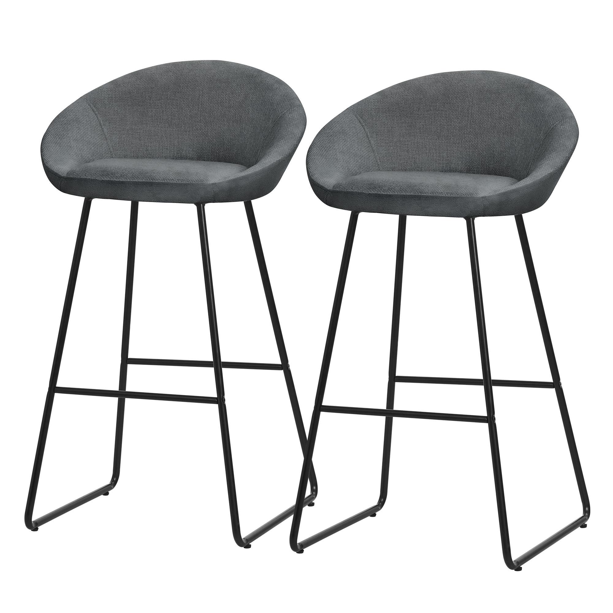 BARHOCKER 2er Set Anthrazit mit Stoffbezug - Anthrazit/Schwarz, Metall (56/94/50cm) - ML-DESIGN