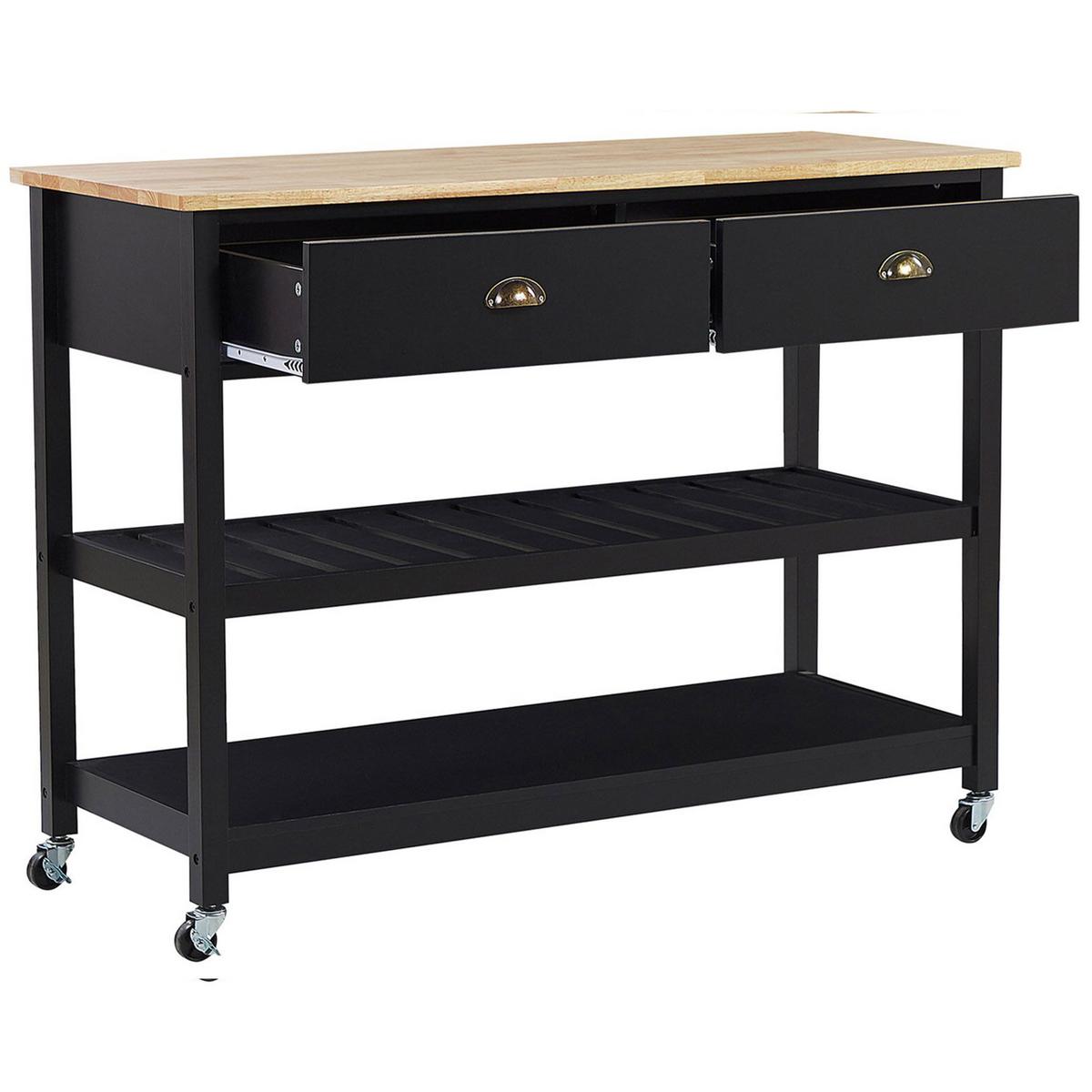 SERVIERWAGEN Holz Schwarz Navarino - Schwarz/Braun, Holz/Holzwerkstoff (120/91/48cm) - Beliani