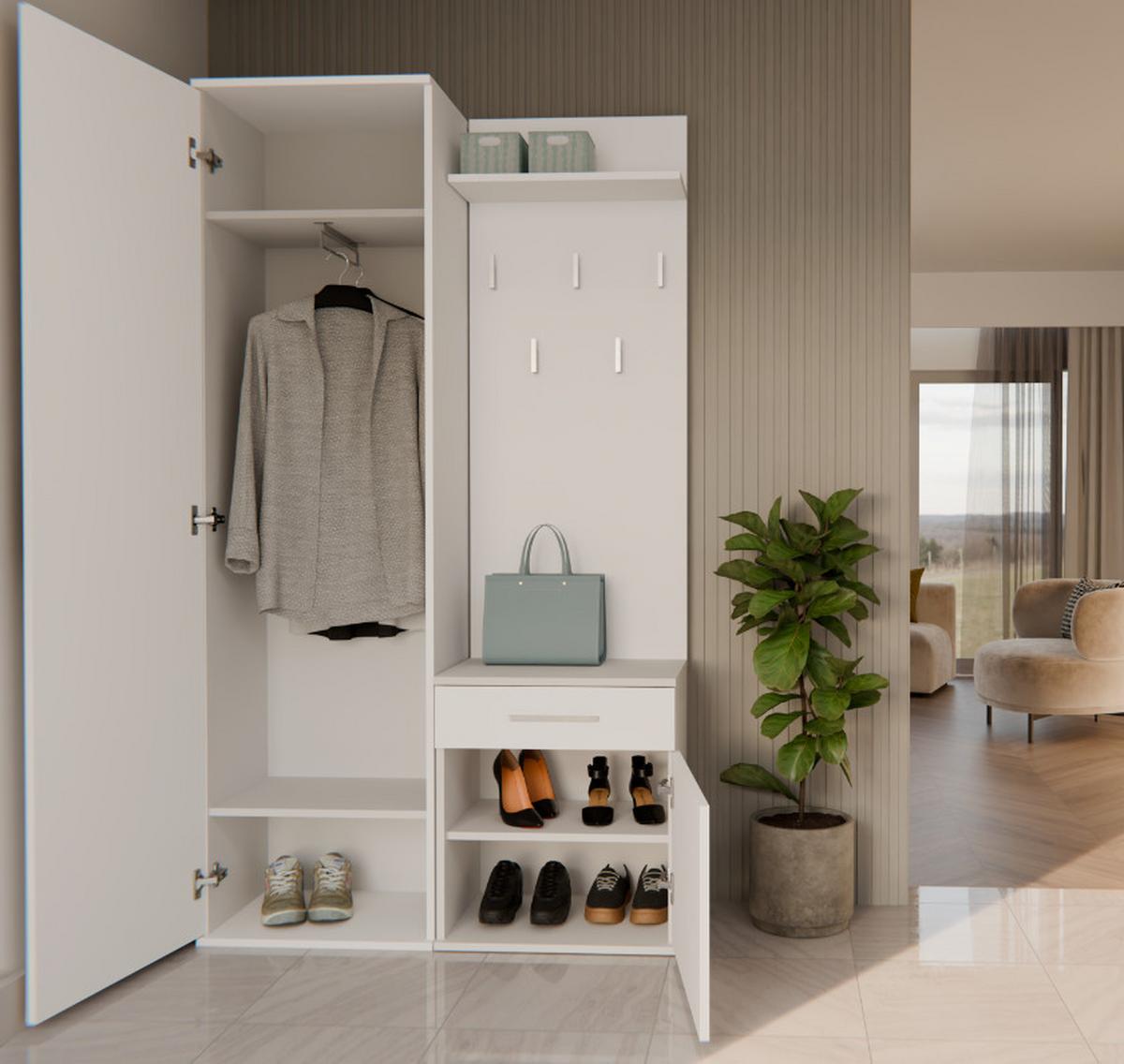 GARDEROBE modern mit Spiegel Schrank Duo Weiß 100/180/35 - Weiß, Holzwerkstoff (100/180/35cm) - RAUMHIRSCH FURNITURE