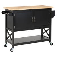 SERVIERWAGEN Schwarz Mele - Schwarz/Braun, Holz/Holzwerkstoff (102/90/44cm) - Beliani