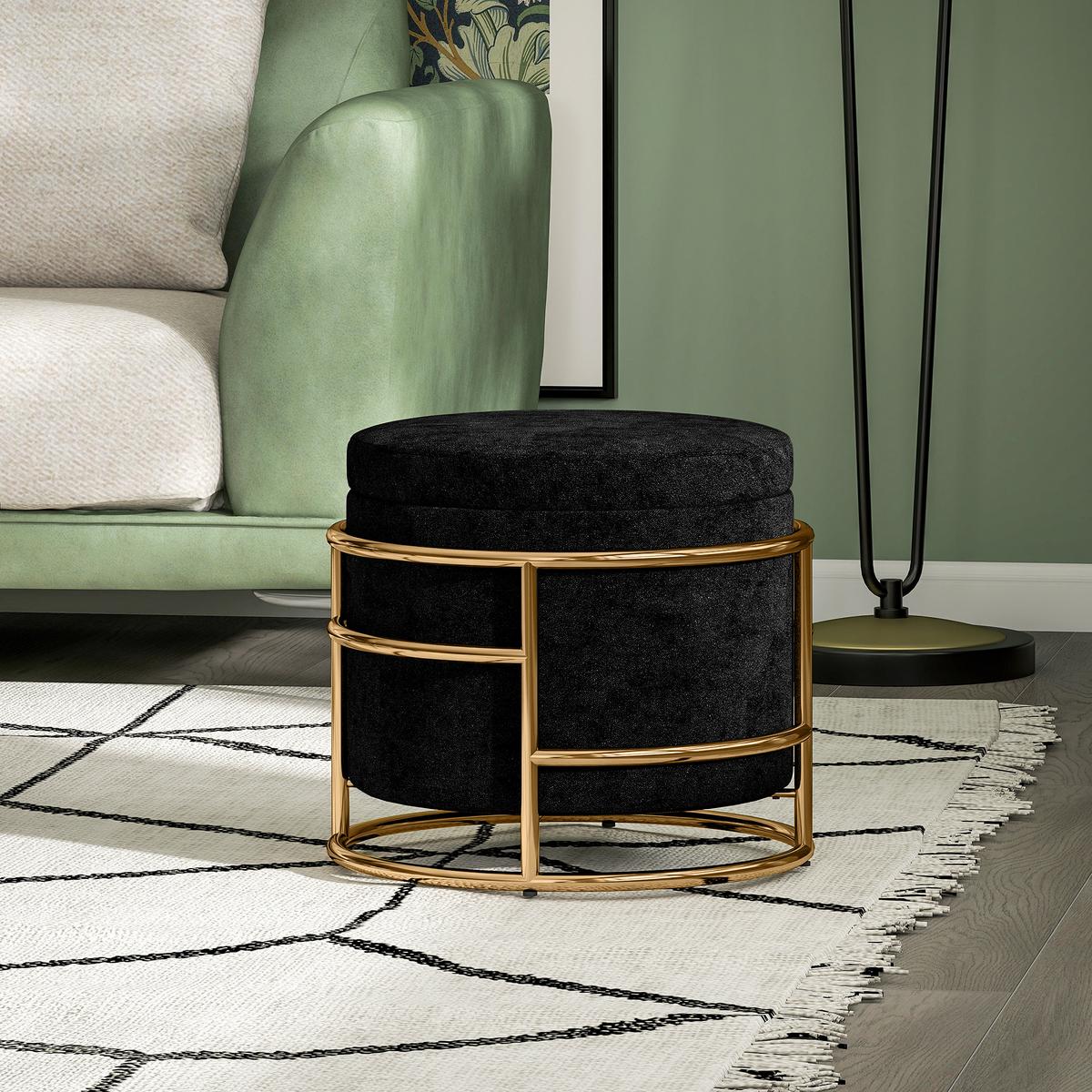 SITZHOCKER mit Stauraum, Kleiner Hocker mit Deckel für Wohnzimmer Schlafzimmer - Schwarz, Kunststoff (42/39/42cm) - HOMCOM