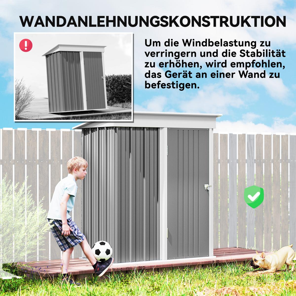 GERÄTEHAUS Verzinkter Stahl Grau - Grau, Metall (95/181/161cm) - Outsunny