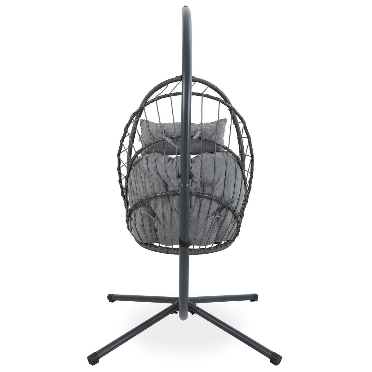HÄNGESESSEL Mykonos mit stabiler Stahlrahmen, 109 cm, Grau - Grau, Metall (109/192/124cm) - Beautysofa