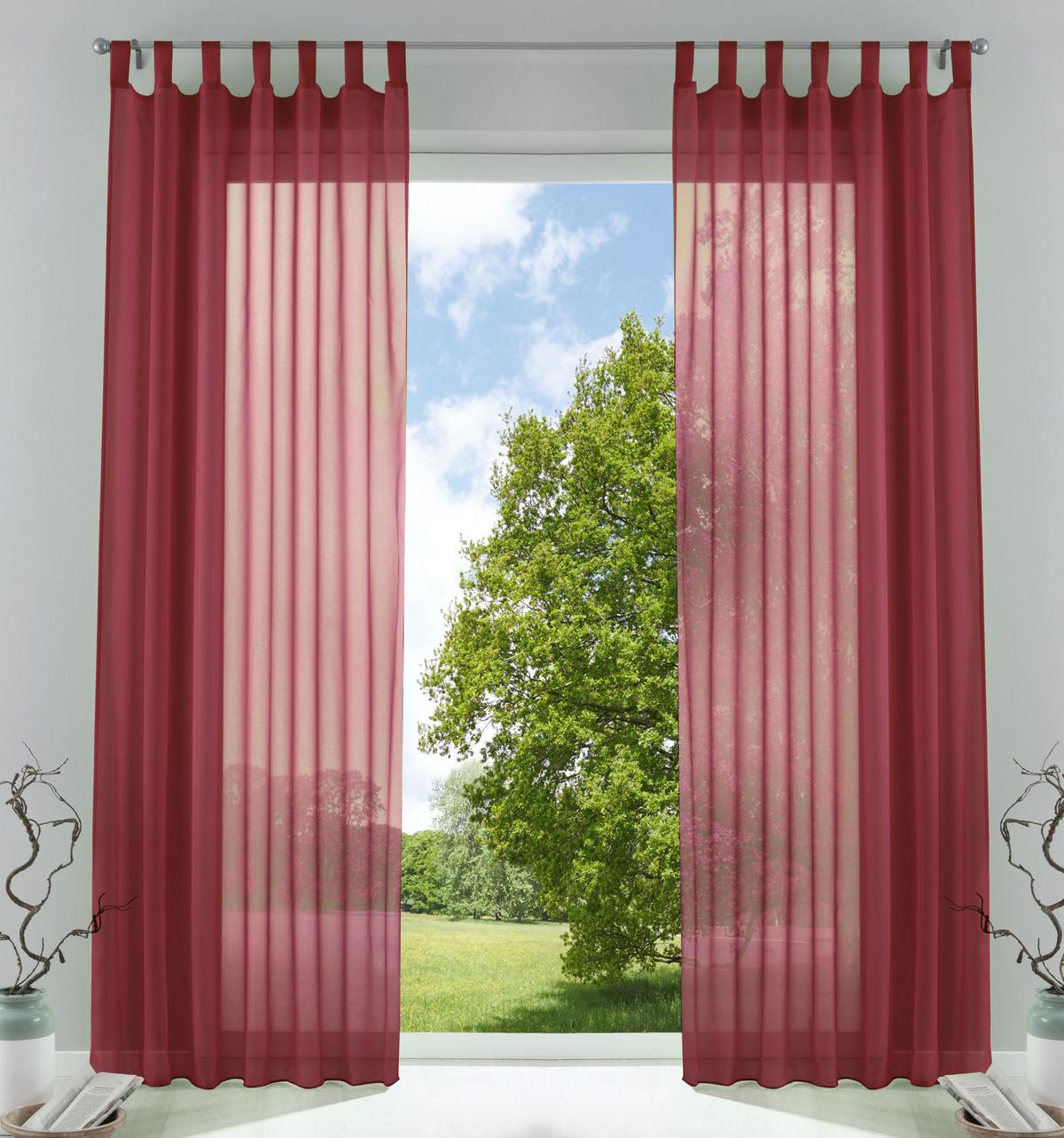 SCHLAUFENGARDINEN Voile 2er-Set 225x140 cm Bordeaux - Bordeaux, Textil (140/225cm) - Gardinenbox.eu