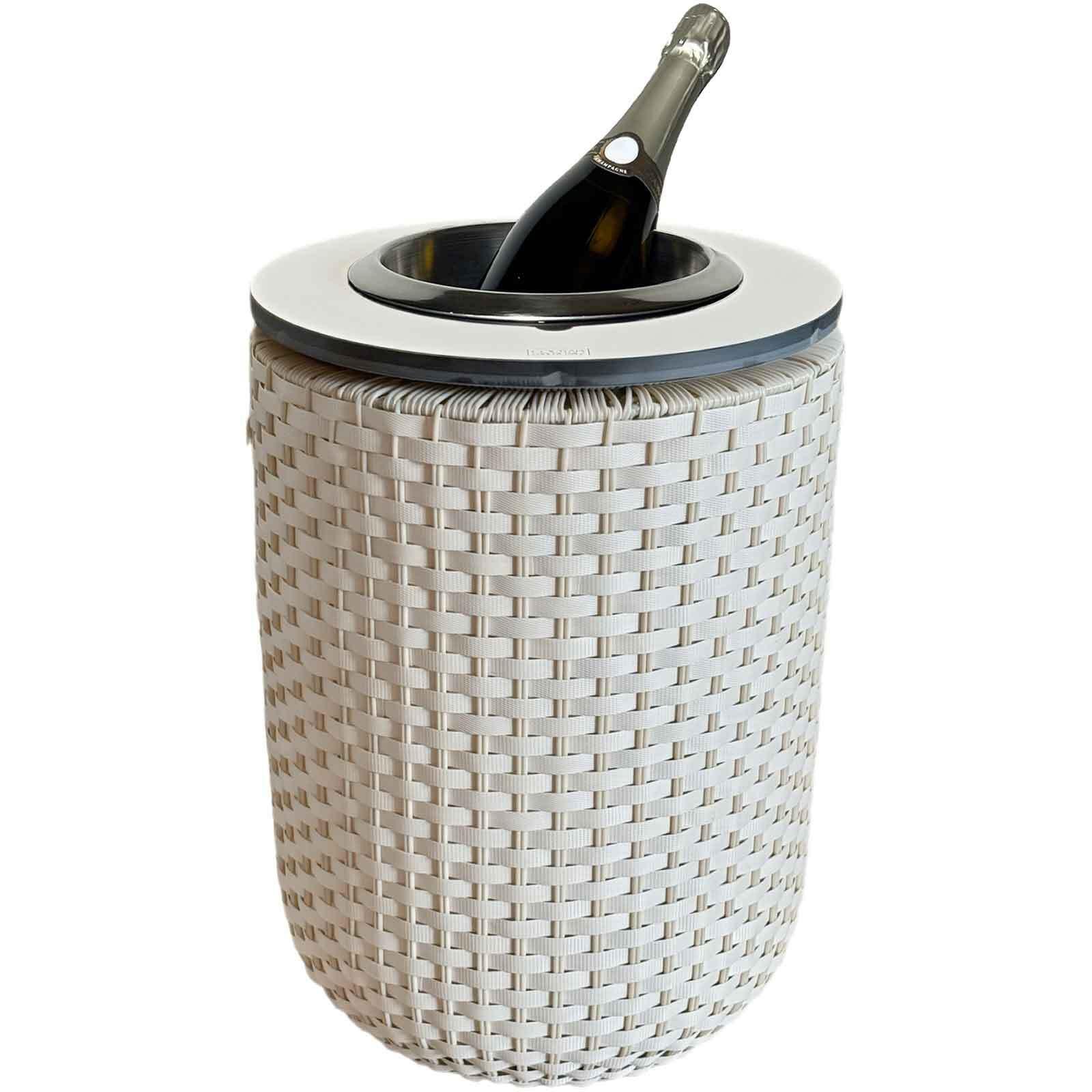 4-IN-1 LOUNGETISCH MIT EDELSTAHL-KÜHLER London Champagner 50 cm - Champagner, Kunststoff/Metall (34/34/50cm) - COOTAB Cooler Table