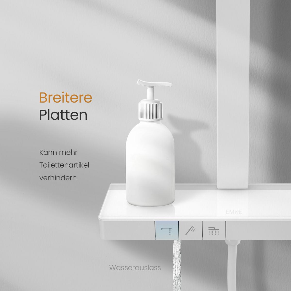 ÜBERKOPFBRAUSESET mit Brausethermostat Weiß 105/40,1/57,3 cm - Weiß, Metall (43.7/112.2/62.5cm) - EMKE