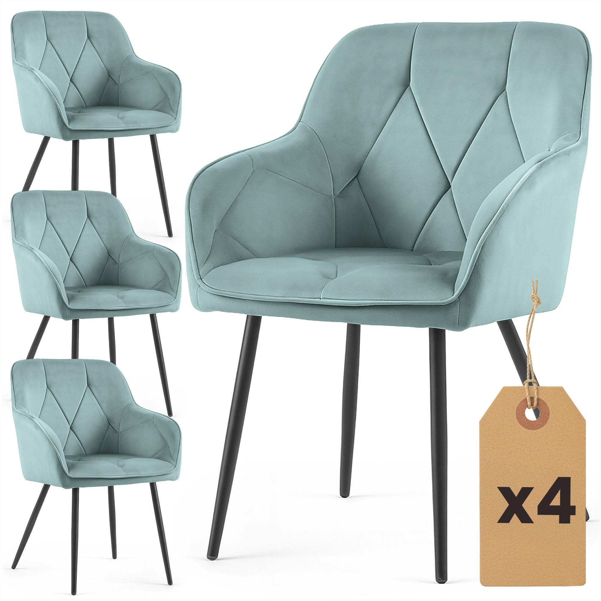 POLSTERSTUHL 4er Set, Metallbeine Türkis, Schwarz 54,5/82,5/58 - Türkis/Schwarz, Textil (55/83/50cm) - RAUMHIRSCH FURNITURE