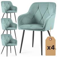 POLSTERSTUHL 4er Set, Metallbeine Türkis, Schwarz 54,5/82,5/58 - Türkis/Schwarz, Textil (55/83/50cm) - RAUMHIRSCH FURNITURE