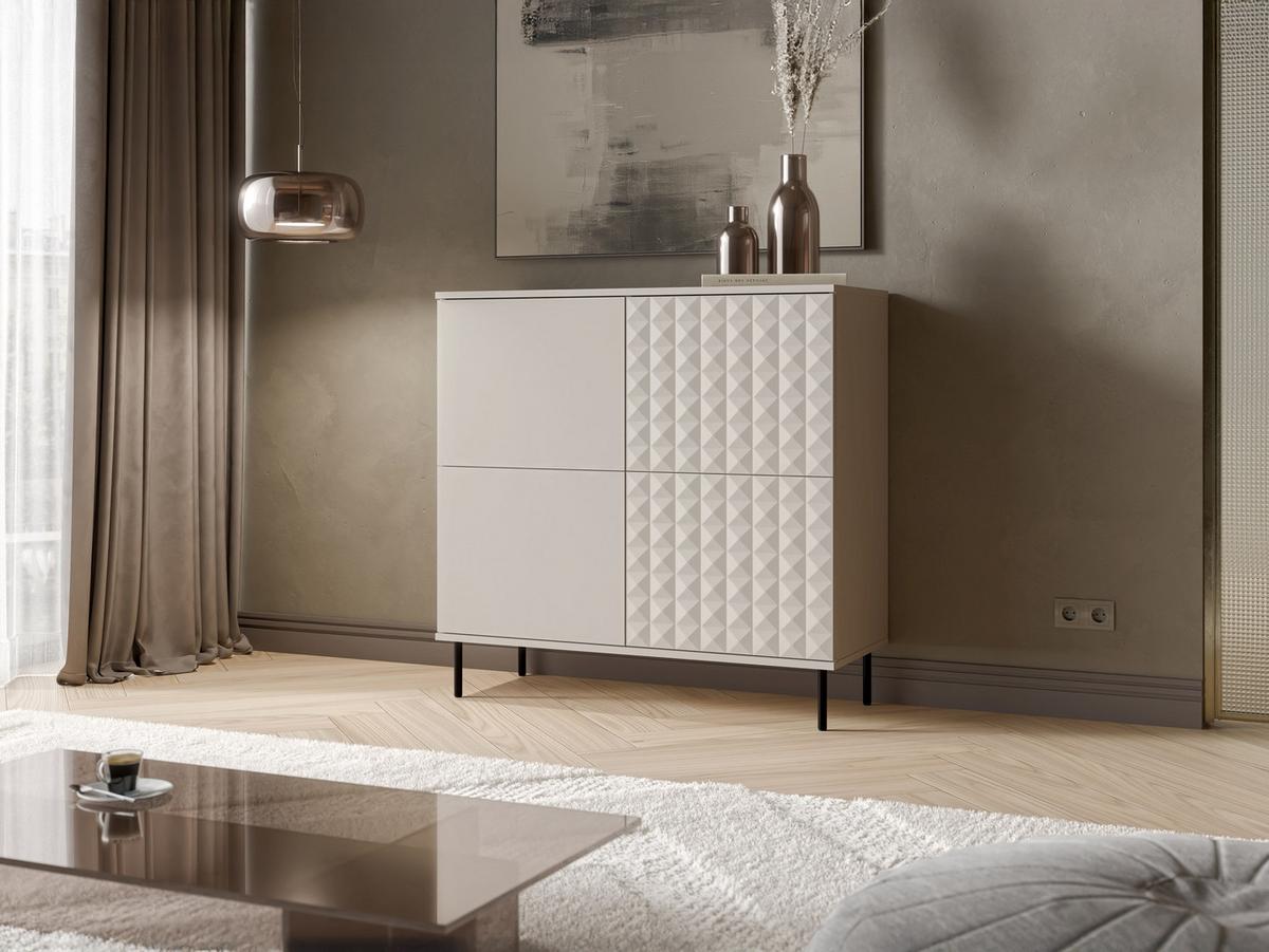 KOMMODE Leo 100 - Kaschmir/Schwarz, Holzwerkstoff/Metall (100/98/40cm) - MIRJAN24