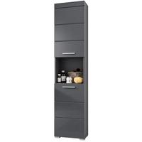 HOCHSCHRANK grau Hochglanz 37 x 190 cm, Badschrank 2-türig - Grau, Holzwerkstoff/Kunststoff (37/190/31cm) - Top.Furn