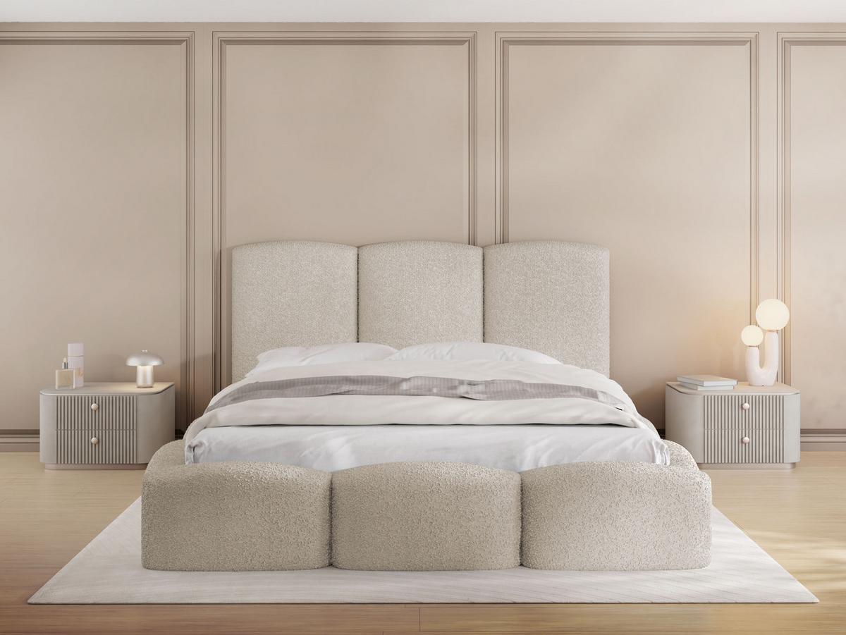 POLSTERBETT Harmony mit Bettkasten, Braun Boucle 180x200 cm - Beige/Birkefarben, Holzwerkstoff/Kunststoff (180/200cm) - WFL GROUP