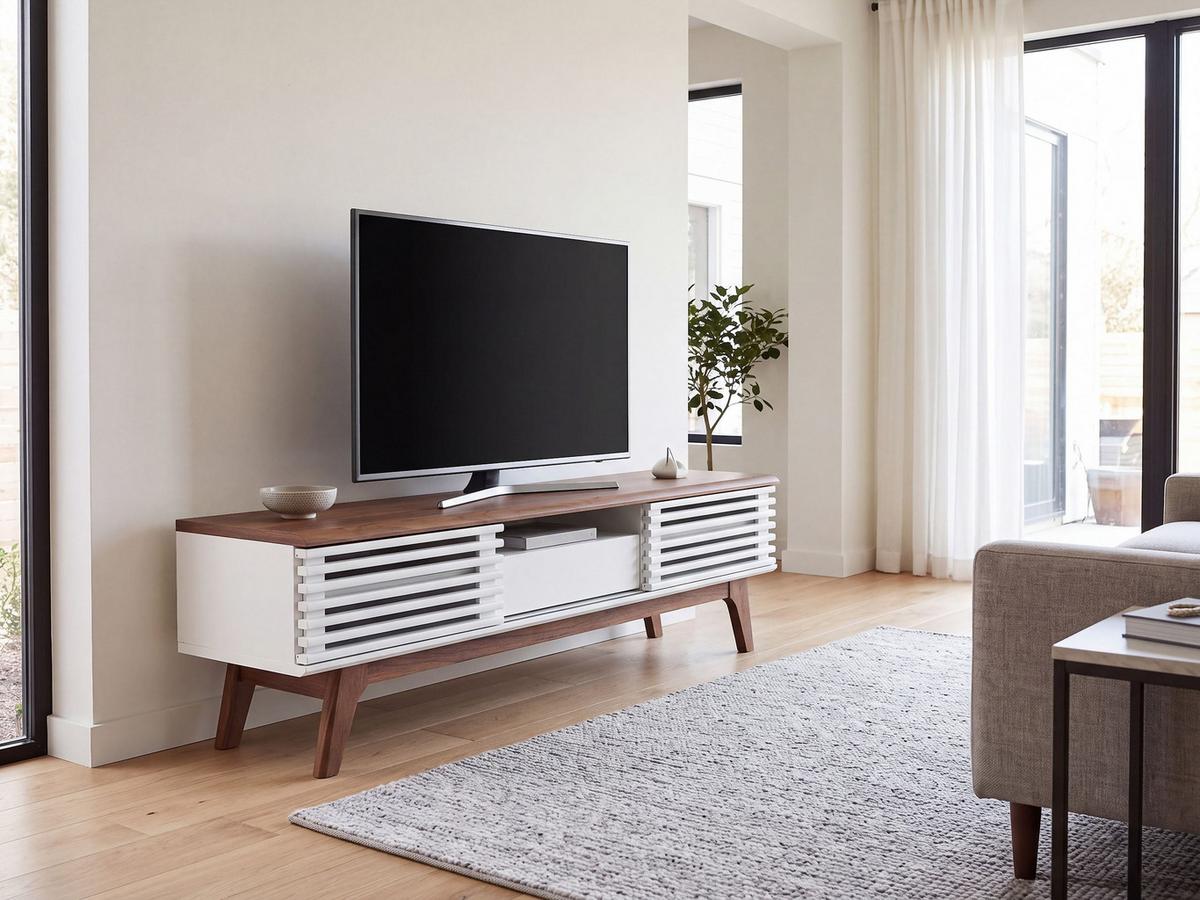 TV-MÖBEL Dunkelbraun, Weiß DETROIT 35/149/44 cm - Dunkelbraun, Holzwerkstoff (149/44/35cm) - Beliani