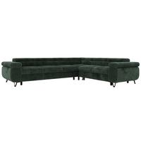 ECKSOFA NORDEN L - Dunkelgrün Cord - Links Seite - Dunkelgrün/Schwarz, Textil/Metall (269/329cm) - MKS