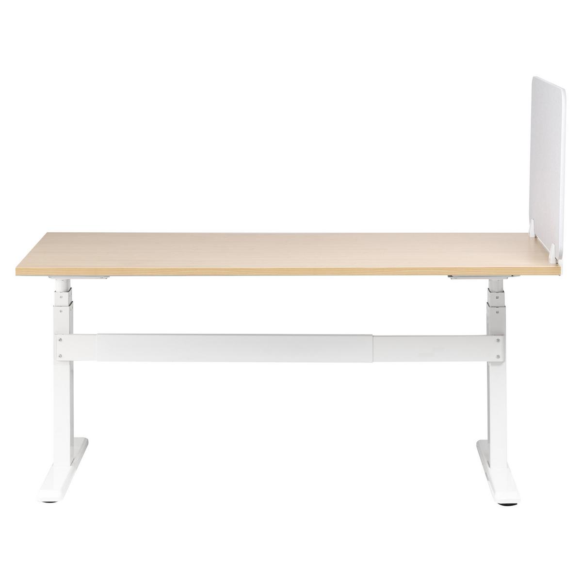 SCHREIBTISCHTRENNWAND Cremeweiß 80x1x50 Split - Creme, Kunststoff (1/80/50cm) - Beliani
