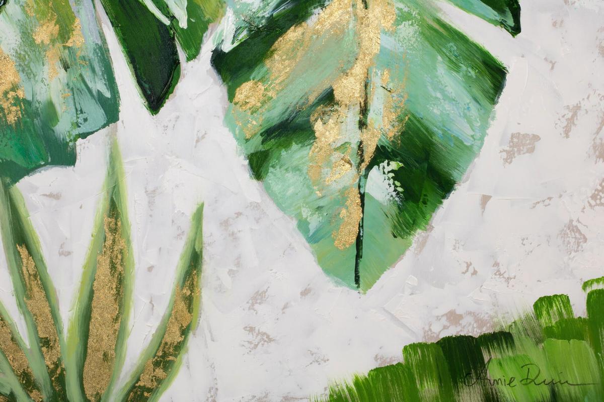 ACRYLBILD HANDGEMALT 90/90 cm - Weiß/Grün, Holz/Textil (90/90cm) - KUNSTLOFT