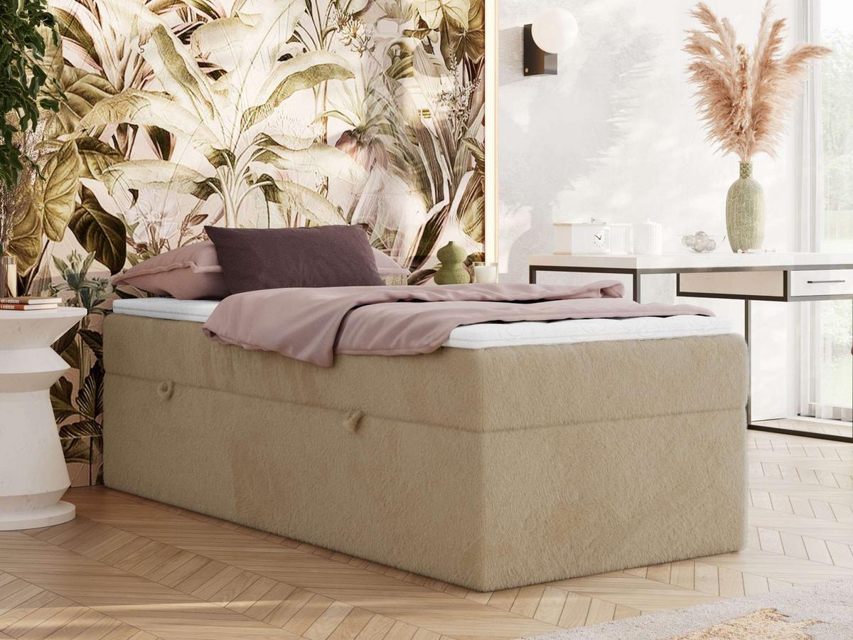 BOXBETT ZERO 90/200 - Beige Plüsch - H4 - Topper T25 - Beige, Textil (90/200cm) - MKS
