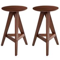 BARHOCKER 2er-Set Dunkelbraun Aroma - Dunkelbraun, Holz (43/62/43cm) - Beliani