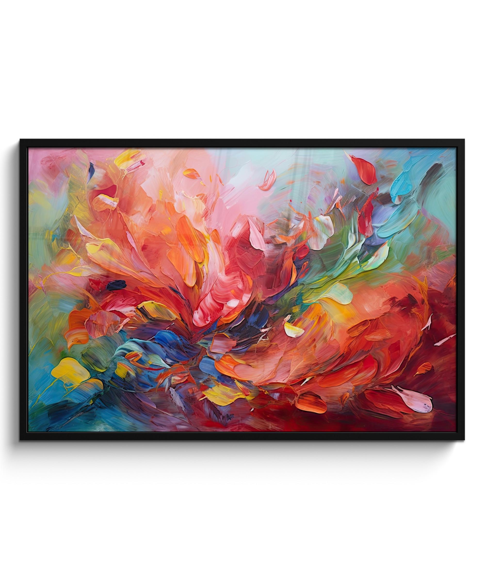POSTER MIT RAHMEN Ölgemälde - Kunst - Abstrakt - Farbenfroh 120x80 cm - Altrosa, Papier (120/80cm) - MuchoWow