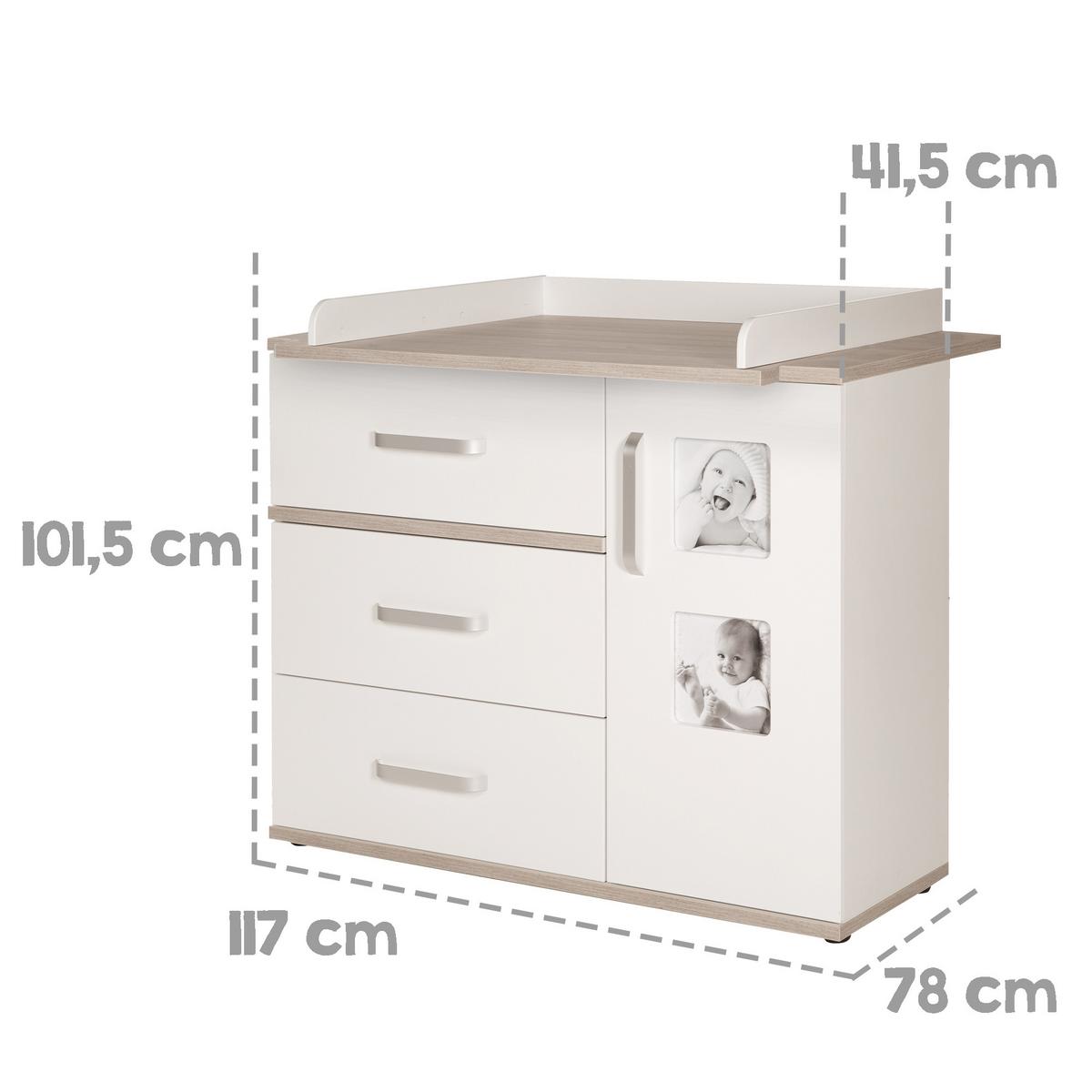 BABYZIMMER-SET Moritz mit breiter Wickelkommode 3-teilig - Weiß, Holzwerkstoff (76/81/142.5cm) - Roba
