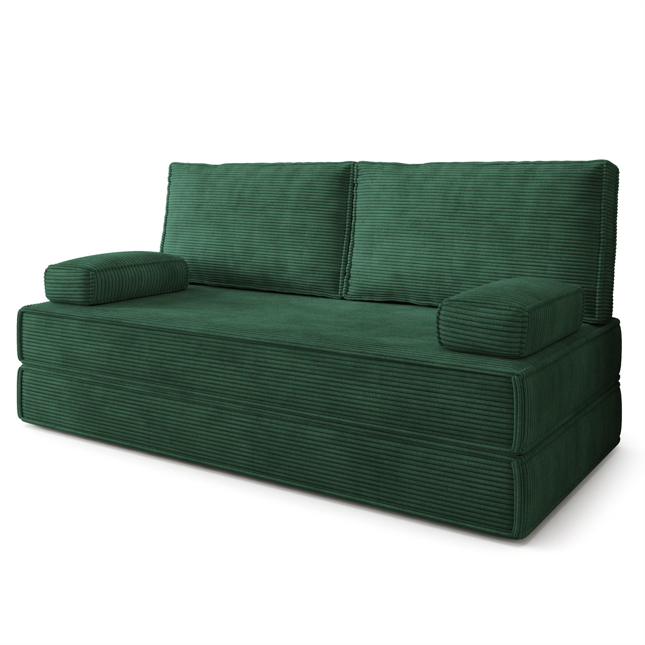 BETTSOFA SILAR aus Schaumstoff Kordstoff Grün Schlaffunktion - Grün, Textil (170/86/80cm) - MASSENO